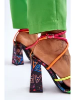Modne Sandały Na Obcasie Multikolor Josette Modne Sandały Na Obcasie Multikolor Josette