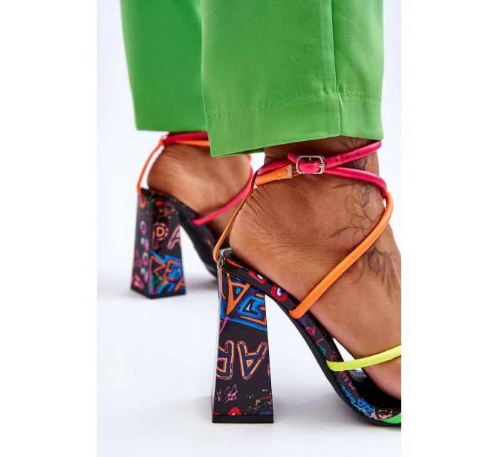 Modne Sandały Na Obcasie Multikolor Josette Modne Sandały Na Obcasie Multikolor Josette