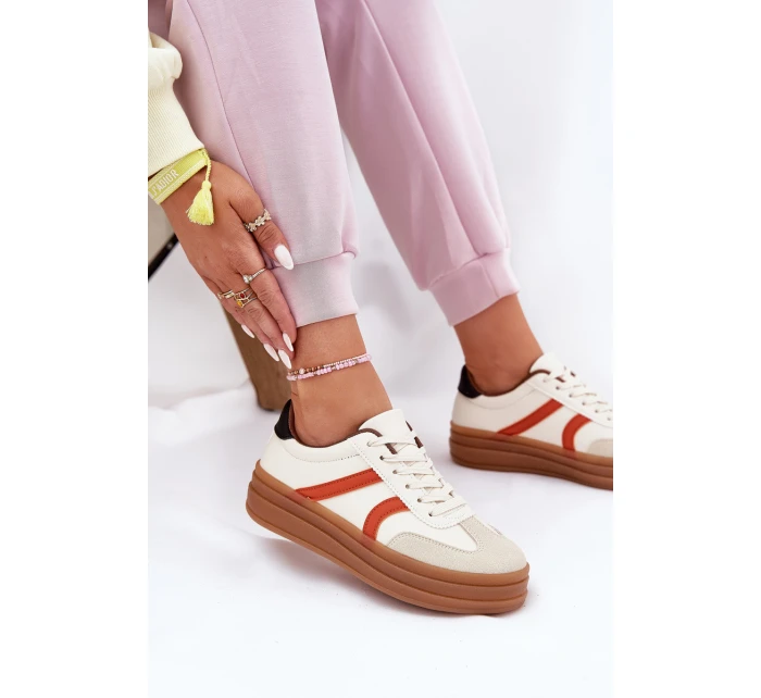 Sneakersy Damskie Na Platformie Beżowe Tolianna