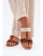 Ploché Dámské Sandály S Leopardí Hnědé model 21702265 - Boto Ploché Dámské Sandály S Leopardí Hnědé model 21702265 - Boto