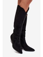 Ocieplane Kozaki Kowbojki Na Obcasie Z Eko Zamszu Czarne Jovianne Ocieplane Kozaki Kowbojki Na Obcasie Z Eko Zamszu Czarne Jovianne