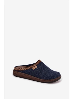 Dámské pantofle s výšivkou model 21725227 tmavě modré - Inblu