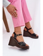 Dámské sandály na platformě Eko kůže Černé model 21937502 - Boto