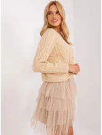 Sweter AT SW beżowy model 18955284 - FPrice Sweter AT SW beżowy model 18955284 - FPrice