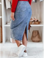 Džínsová midi sukňa s rozparkom MERITTA modrá FashionStreet CY0483