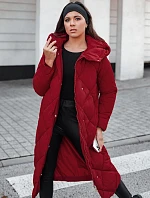 Dámska prešívaná zimná bunda s kapucňou FEMACOAT bordová FashionStreet TY5479
