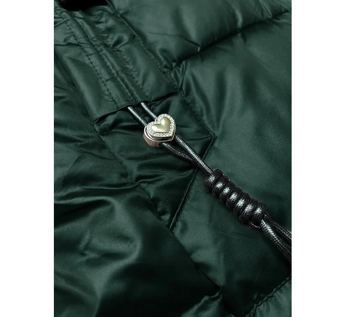 Zimná plus size prešívaná bunda s kapucňou S'west tmavozelená (B8267-10)