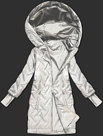 Prešívaná bunda s kapucňou vo farbe ecru (T2-2290#-12)