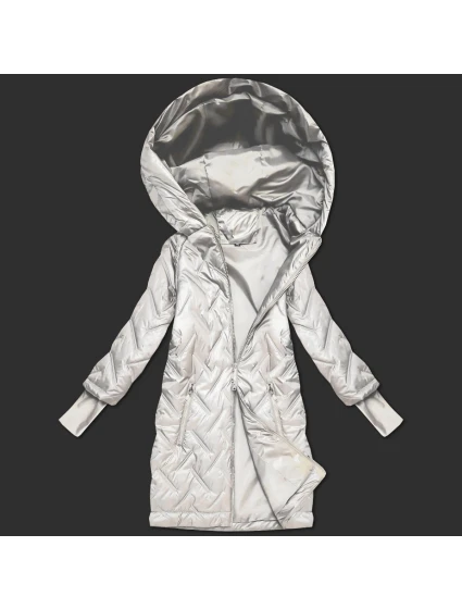 Prešívaná bunda s kapucňou vo farbe ecru (T2-2290#-12)