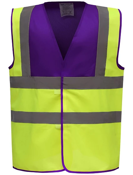 Yoko HVW 100 Hi-Vis bezpečnostná vesta 79.W100 fialová/výrazne žltá Yoko HVW 100 Hi-Vis bezpečnostná vesta 79.W100 fialová/výrazne žltá