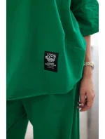 Súprava bavlnená blúzka + nohavice zelená