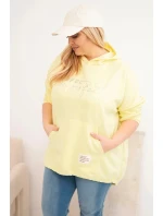 Dámska mikina s kapucňou a potlačou Plus Size Yellow