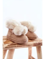 Dziecięce Młodzieżowe Ocieplane Botki Śniegowce Jasnobeżowe Roofy Dziecięce Młodzieżowe Ocieplane Botki Śniegowce Jasnobeżowe Roofy