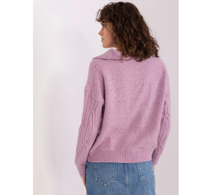 Sweter AT SW jasny fioletowy model 19018547 - FPrice Sweter AT SW jasny fioletowy model 19018547 - FPrice