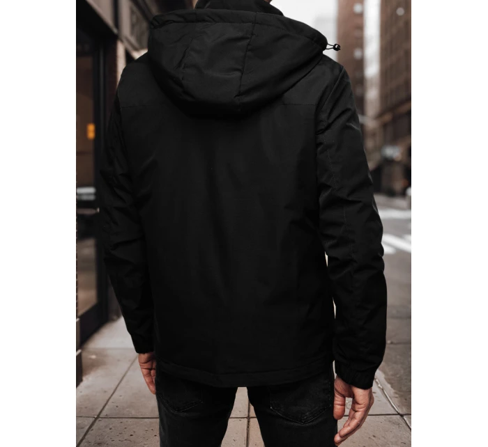 Pánska prechodná bunda s kapucňou čierna FashionStreet TX4997