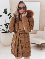 Dámská zimní bunda prošívaná s kapucí kávová Dstreet model 21990468 - FashionStreet