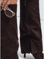 Dámské semišové kozačky s širokým svrškem hnědé Dstreet model 21992048 - FashionStreet
