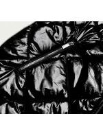 Lesklá čierna vesta s kapucňou (7005BIG)