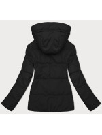 Čierno-béžová obojstranná dámska krátka bunda s kapucňou (16M2153-392)