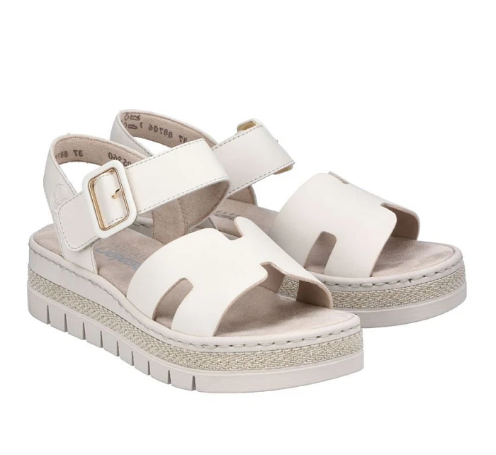 Béžové dámske sandále na platforme Rieker V4952-60