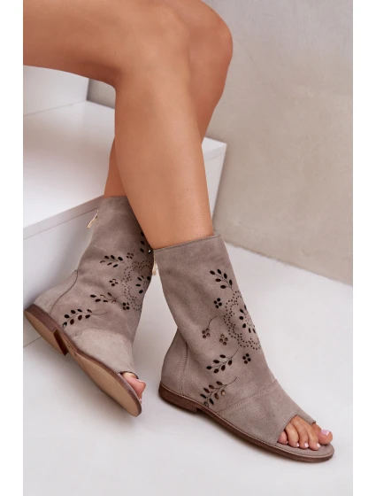 Zazoo Dámské Semišové Sandály S Na Zip Beige model 21652421 - Boto