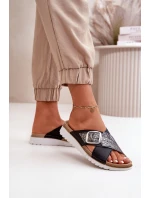 Pohodlné dámské pantofle s přezkou model 21667986 černé - Inblu