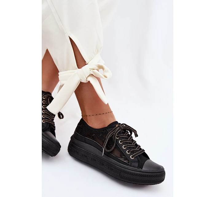 Dámské tenisky s krajkou na platformě model 22095265 Černé - Lee Cooper