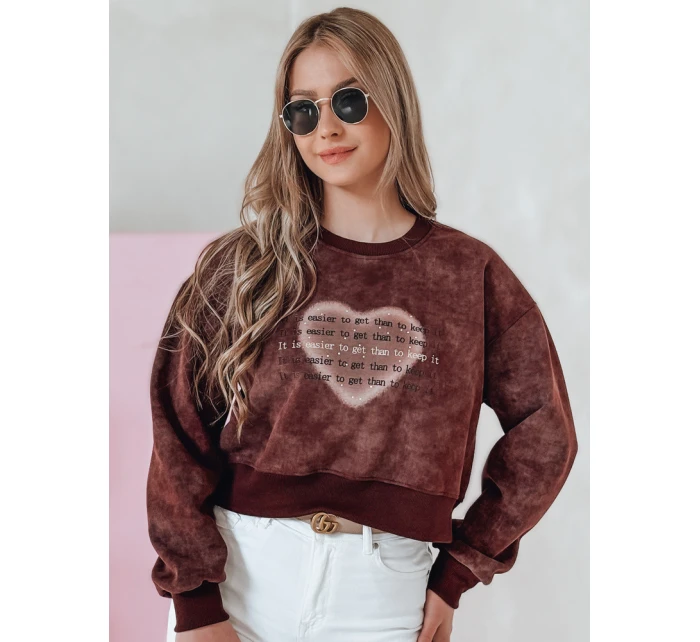 Dámská oversize mikina se srdcem vínová Dstreet model 21988163 - FashionStreet