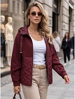 Dámska oversize prechodová bunda s kapucňou, bordová, FashionStreet TY5916 Dámska oversize prechodová bunda s kapucňou, bordová, FashionStreet TY5916