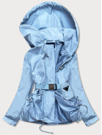 Svetlomodrá krátka dámska bunda s opaskom (AG3-03)