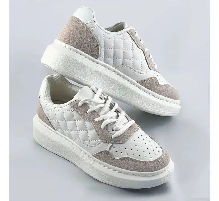 Bielo-béžové dámske šnurovacie športové poltopánky (RC-50) Bielo-béžové dámske šnurovacie športové poltopánky (RC-50)