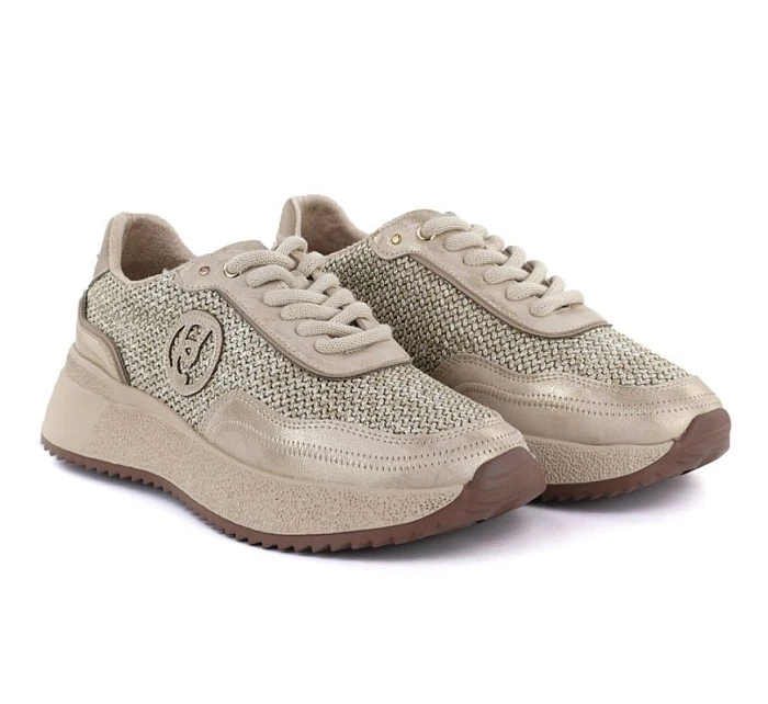 Dámské pletené kožené tenisky zlaté Gino  GOLD model 22068730