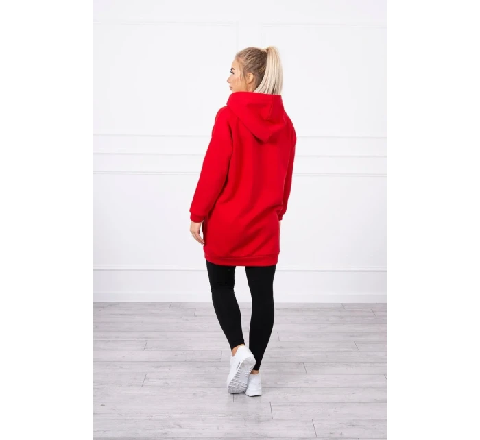 Mikina s kapucňou a nášivkami červená