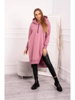 Zateplená mikina s bočnými rázporkami tmavo ružová