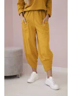 Bavlnená mikina nohavice set horčica Bavlnená mikina nohavice set horčica