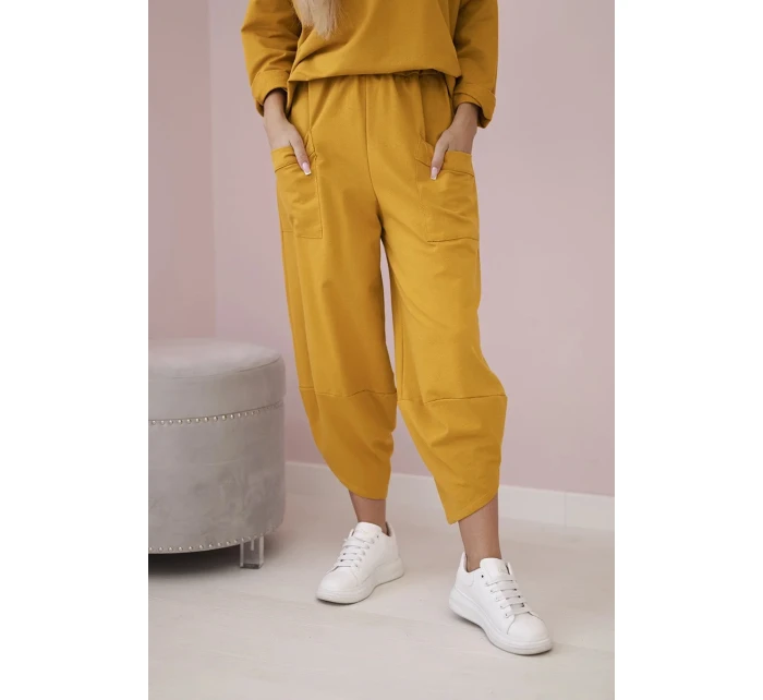 Bavlnená mikina nohavice set horčica Bavlnená mikina nohavice set horčica