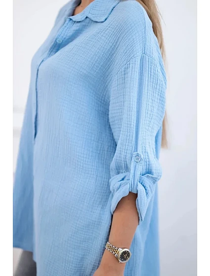 Bavlněná mušelínová košile modrý