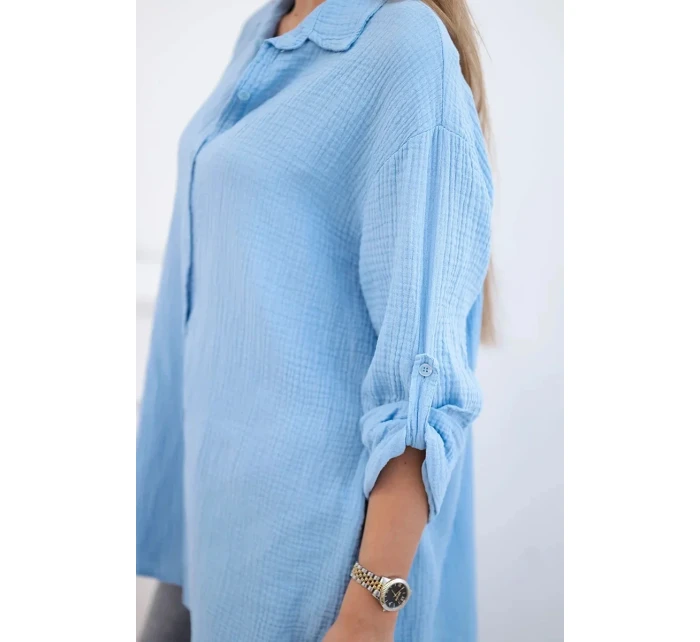 Bavlnená mušelínová košeľa modrá