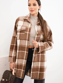 Dámská kostkovaná košile camelová