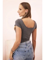 Dámska klasická bavlnená blúzka s krátkymi rukávmi modrá