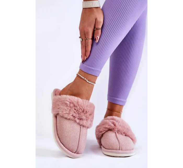 Damskie Ocieplane Papcie Z Futerkiem Jasnoróżowe Franco Damskie Ocieplane Papcie Z Futerkiem Jasnoróżowe Franco