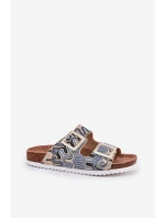 Klapki Damskie Z Klamrami I Brokatem S.Barski RB51-006 Beżowe Klapki Damskie Z Klamrami I Brokatem S.Barski RB51-006 Beżowe