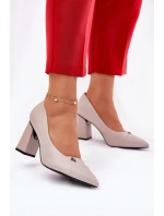 Czółenka Na Słupku Eleganckie Vinceza 62224 Szare