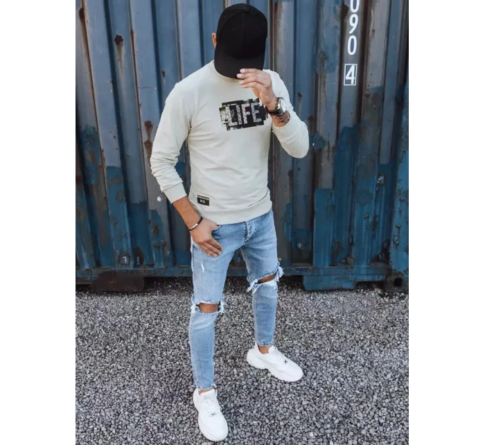 Pánská mikina s potiskem béžová Dstreet model 21966070 - FashionStreet