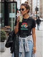 Dámske tričko s potlačou Mamasaurus na Deň matiek čierne FashionStreet NX5027RY