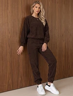 Dámska súprava z kordového úpletu – mikina a nohavice, hnedá, FashionStreet AY1252