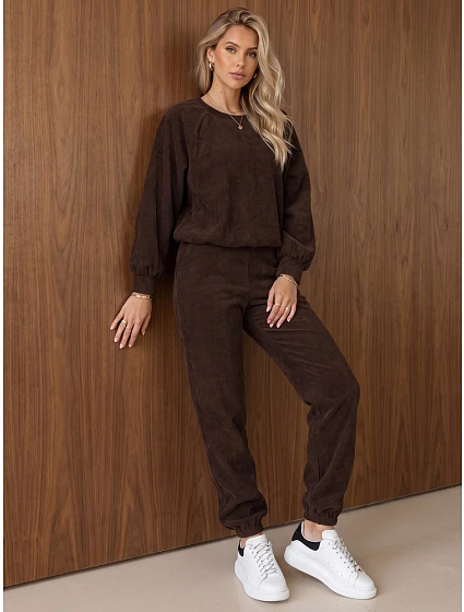 Komplet damski bluza i spodnie brązowy model 22546931 - FashionStreet