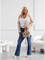 Klasické béžové dámské plus size sako model 19764308 - Moon Klasické béžové dámské plus size sako model 19764308 - Moon
