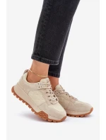 Skórzane Sneakersy Damskie Big Star OO274A315 Hi-Poly System Beżowe Skórzane Sneakersy Damskie Big Star OO274A315 Hi-Poly System Beżowe