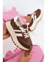 Semišové tenisky na masivní platformě model 22031726 Čokoládové - D&A